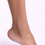 18k Gold Plated Stainless Steel Double Layer Geometric Square Anklet