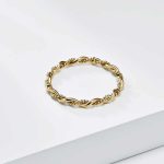 18K Gold Plated Stainless Steel Twist Round Yarn Double Strand Braid Rings