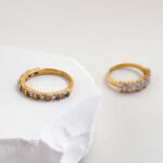 18K Gold Stainless Steel 3A CZ Zircon Iced Out Ring - Thin