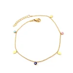18k Gold Plated Jewelry Eyes And Leaf Stainless Steel Anklet