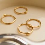18k Gold Plated Stainless Steel Dainty Thin Irregular Stackable Band Rings