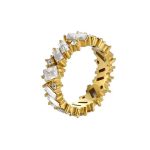 18K Gold plated Stainless Steel Micro Inlaid Zirconia Baguette Rings size 6