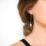 18K Gold Plated Freshwater Pearl Drop Threader Earrings