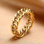 18K Gold Plated Stainless Steel Cuban Link Chain Ring