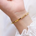 18K Gold Plated Stainless Steel Stackable Bangles Bracelet Square