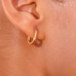 18k Gold Plated Stainless Steel O Shape Mini Hoop Earring