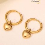 Heart Lovely Teddy Bear Drop Hoop Earrings
