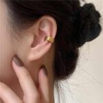 18k Gold Plated Stainless Steel Round Earrings cuffs