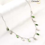 18k Gold Plated Stainless Steel Zircon Necklace Silver