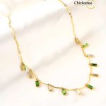 18k Gold Plated Stainless Steel Zircon Necklace Gold