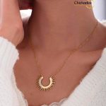 Hollow Half Circle Pendant Necklace