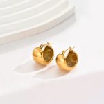 18k Gold Plated Stainless SteelBoat Shape Hoop Earrings