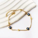 18k Gold Plated Stainless Steel Minimalist Steel ball Evil Eye Bracelet