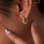 Luxury 18K Gold Plated CZ Diamond Hoop Earring Pink