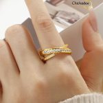 Micro inlaid zircon super sparkling silver square diamond cross inlaid diamond ring wedding ring set