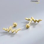 Minimalist 925 Sterling Silver Large Ecg Lines