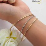 Minimalist Silver Plated Stainless Steel Stackable Bangles Bracelet