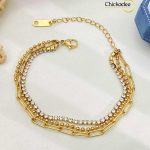 Paperclip Chain Double-layer Mesh Crystal Bracelet