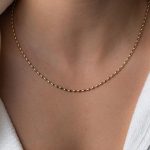 18K Gold Plated Stainless Steel Rice Beads Chain Choker Necklace