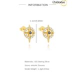 S925 Sterling Silver Eight Point Star Four Point Star Layered Blue Cz Shining Stud Earrings for Women Kids