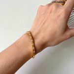 Square CNC Claws Fixing White Cubic Zircon Cuff Bangles