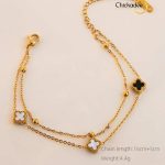 Stainless Steel Hollow Four-Leaf Clover Bracelet