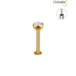 Titanium Piercing Labret Lip Stud Zircon- 1.2x6x4x4mm