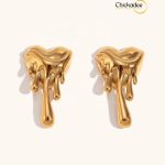 Trendy Heart Melting Style Stud Earrings