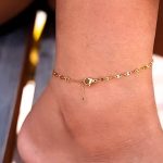 18K Gold Plated Stainless Steel Twinkling Ripple Lip Chain Anklets Gold