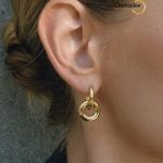 Two Tone Smooth Double Circle Pendant Earrings