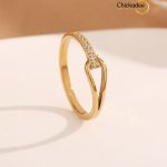 Water Drop Row Diamond Design Stainless Steel ring