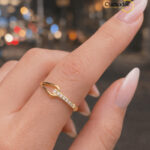 Water Drop Row Diamond Design Stainless Steel ring
