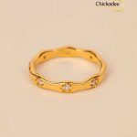 Water Wave Stacking Ring Zircon North Star