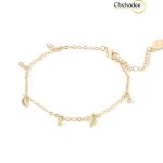 Women Gold Feather Charms Bracelet