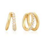 925 Sterling Silver Dainty Delicate 2 Rows Pastel CZ Buckle Single Earring
