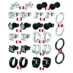 Minimalist Rhinestone Decor Stud & Hoop Earrings Set For Men