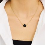 Elegant Daily Wear Gold Plated Clover necklace black / white