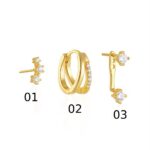 925 Sterling Silver Dainty Delicate 2 Rows Pastel CZ Buckle Single Earring