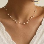 18k Gold Plated Stainless Steel Dainty Pearl Beads Necklace