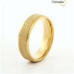 Engagement Dull Polish Sand Surface Finished Gold Wedding Ring 6mm