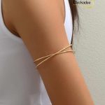 Dainty Arm Cuff Bracelet for Women Gold/Silver Adjustable Upper Arm Cuff Layered Bangle Bracelet Open Knot Bracelet