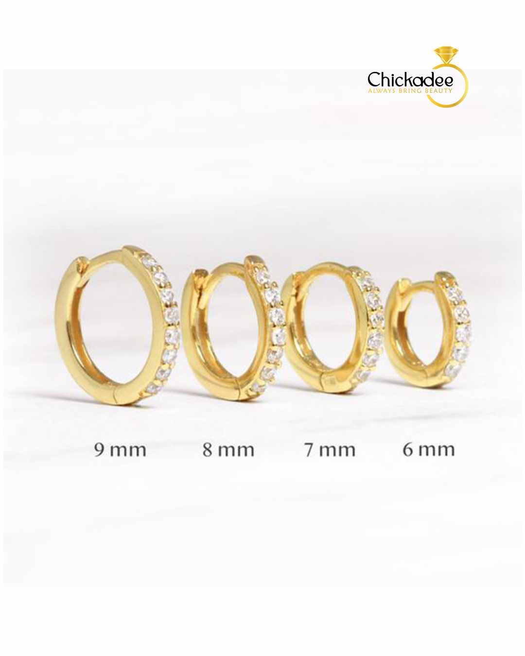 925 Sterling Silver Round CZ Diamond Small Huggies Hoop Earrings