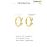 S925 Silver 18K Gold Plated Elegant Double Butterfly CZ Studded Hoop Earrings