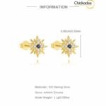 S925 Sterling Silver Eight Point Star Four Point Star Layered Blue Cz Shining Stud Earrings