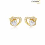 S925 Sterling Silver Plated 18k Gold Plated Zircon love Heart Opal Earrings