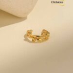S925 Sterling Silver Zircon Plain Branch Shape Minimalist Ear Cuff Adjustable Non-Pierced