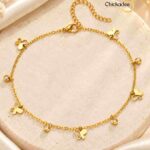 18k Gold Plated Round Zircon Butterfly Anklets